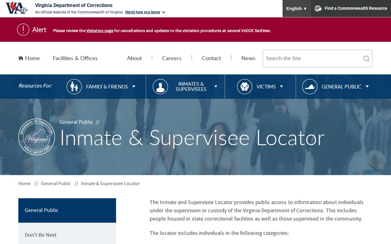 Lunenburg County state custody search through the Virginia Department of Corrections locator